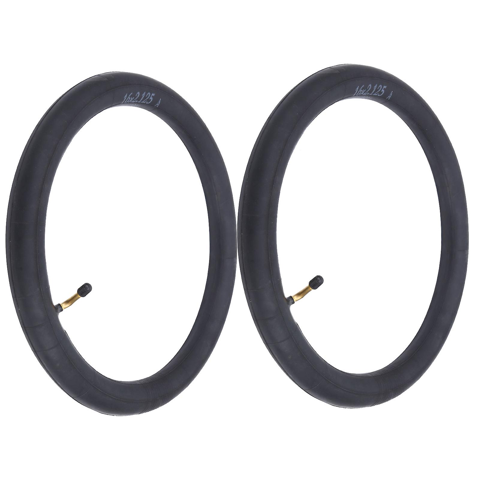 2pcs Inner Tube Replacement Butyl Rubber Tyre W/bend Valve For Folding Bicycle Bike16x2.125in