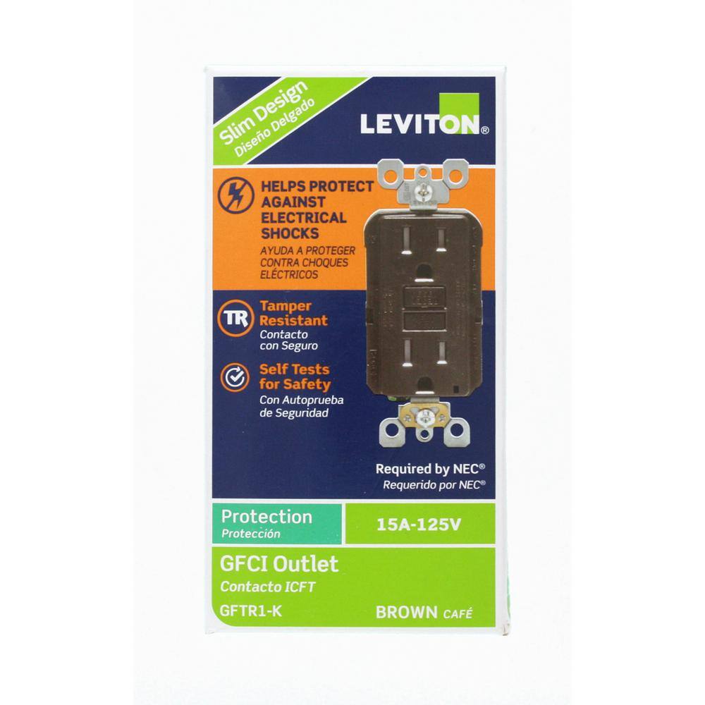 Leviton 15 Amp 125-Volt Duplex SmarTest Self-Test SmartlockPro Tamper Resistant GFCI Outlet Brown (9-Pack) VB9-GFTR1-HB9