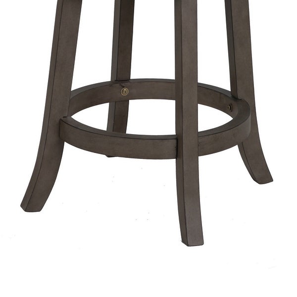 Curved Lattice Back Counter Stool with Leatherette Seat， Gray and Black - 38.25 H x 21 W x 18.25 L Inches