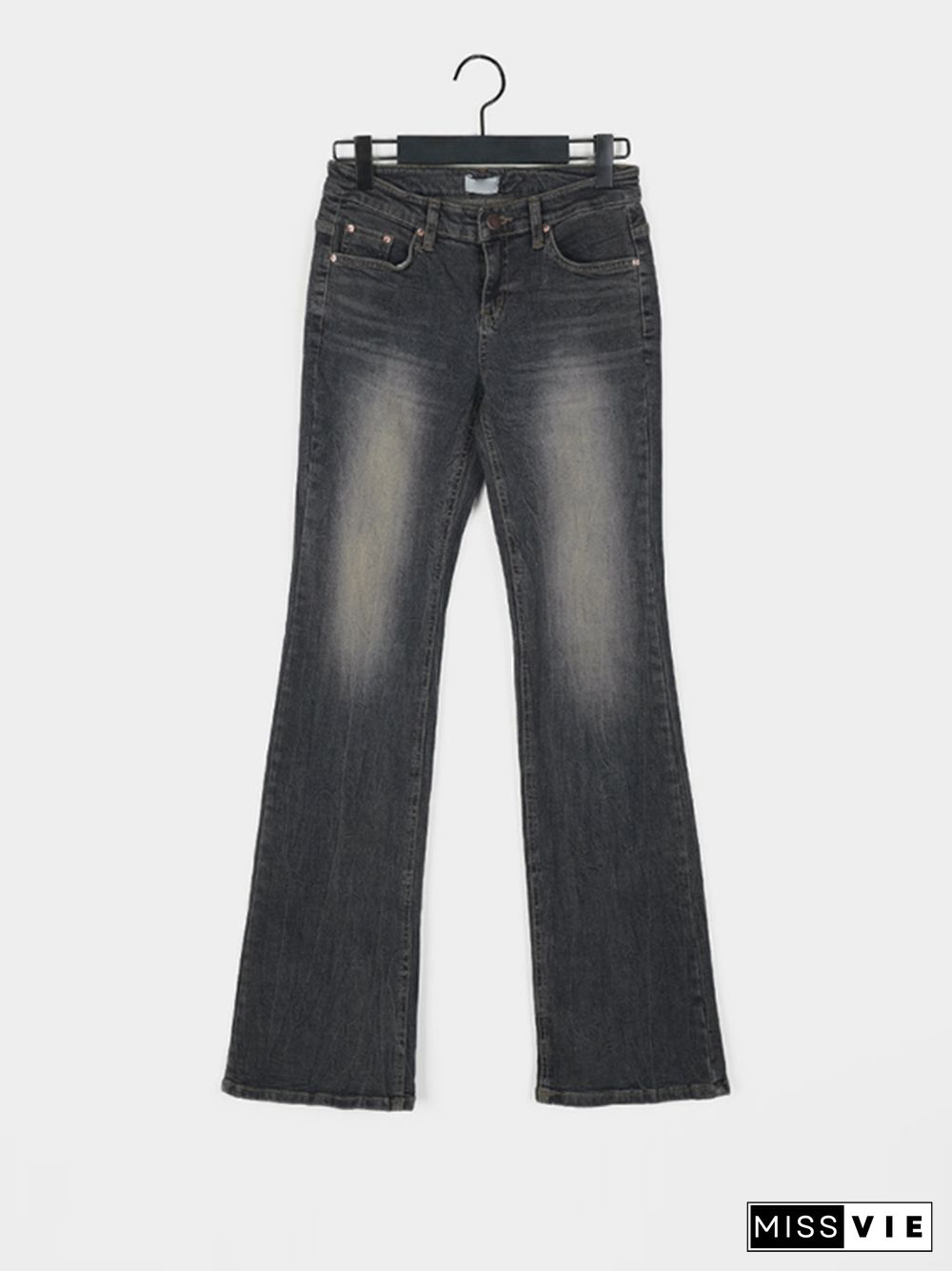 Vintage Low Rise Wash Flare Jeans