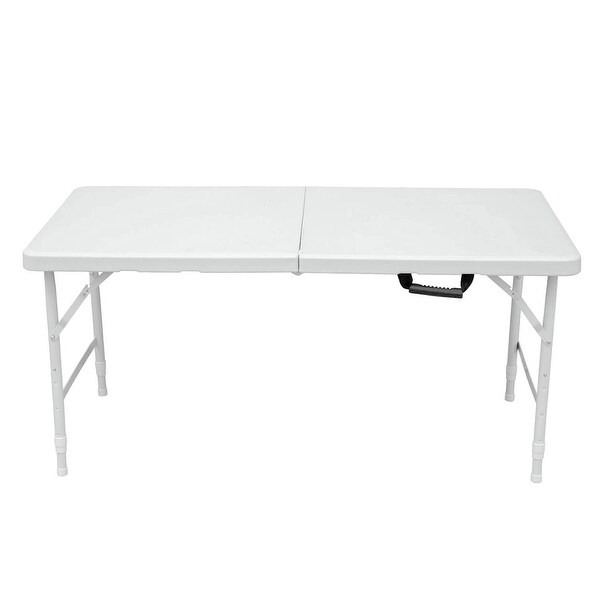 Portable 4ft Camping Folding Table Adjustable Height Aluminum Picnic Table for Travel，Beach，and Parties