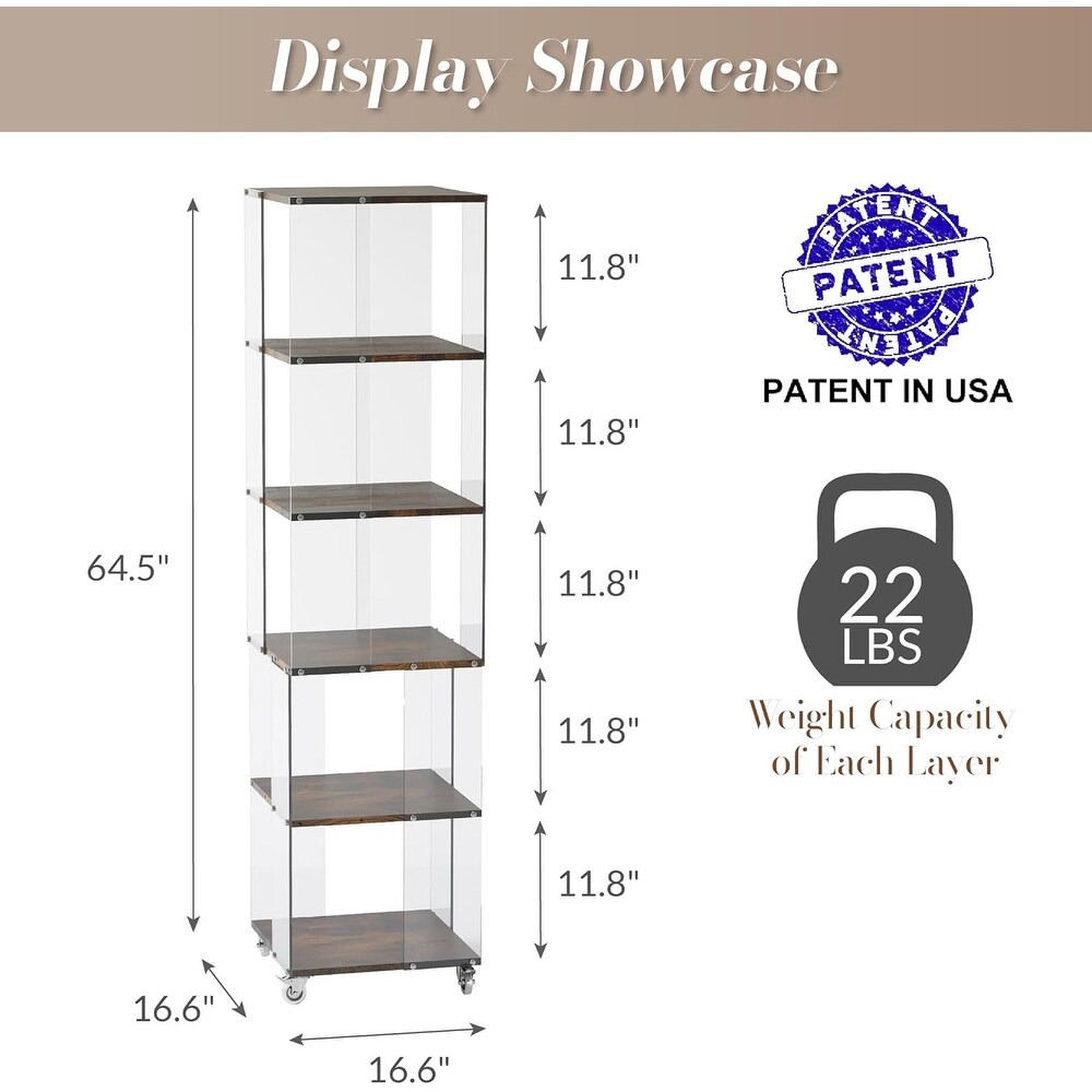 Sttoraboks Display Cabinet  Curio Cabinet  Floor Standing Bookshelf  Bookcase Acrylic and Wood