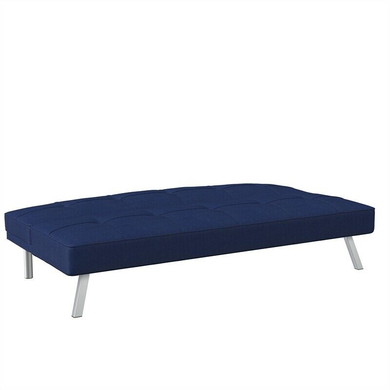 Navy Blue Tufted Sleeper Sofa in Fabric Upholstery