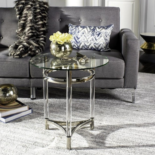 Letty Round Acrylic End Table Silver Safavieh