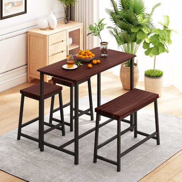 4-Piece Dining Table Set Industrial Wooden