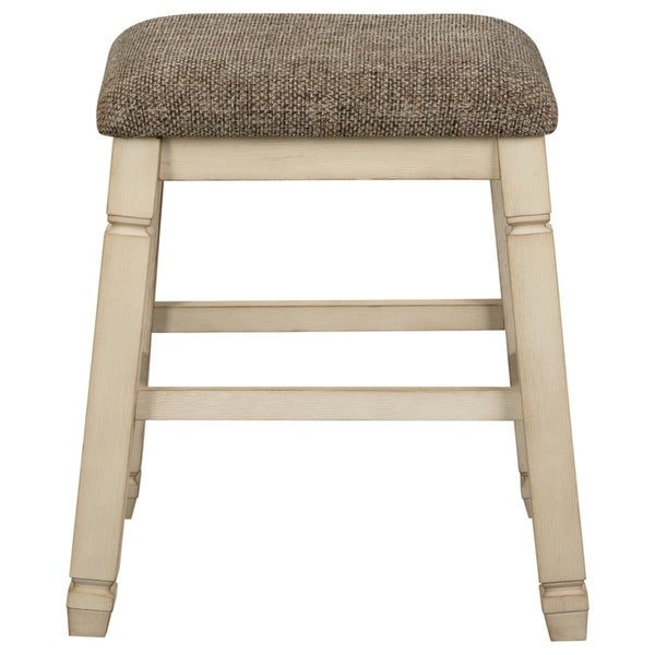 Signature Design by Ashley Willow Cottage Antique White Upholstered Stool (Set of 2)