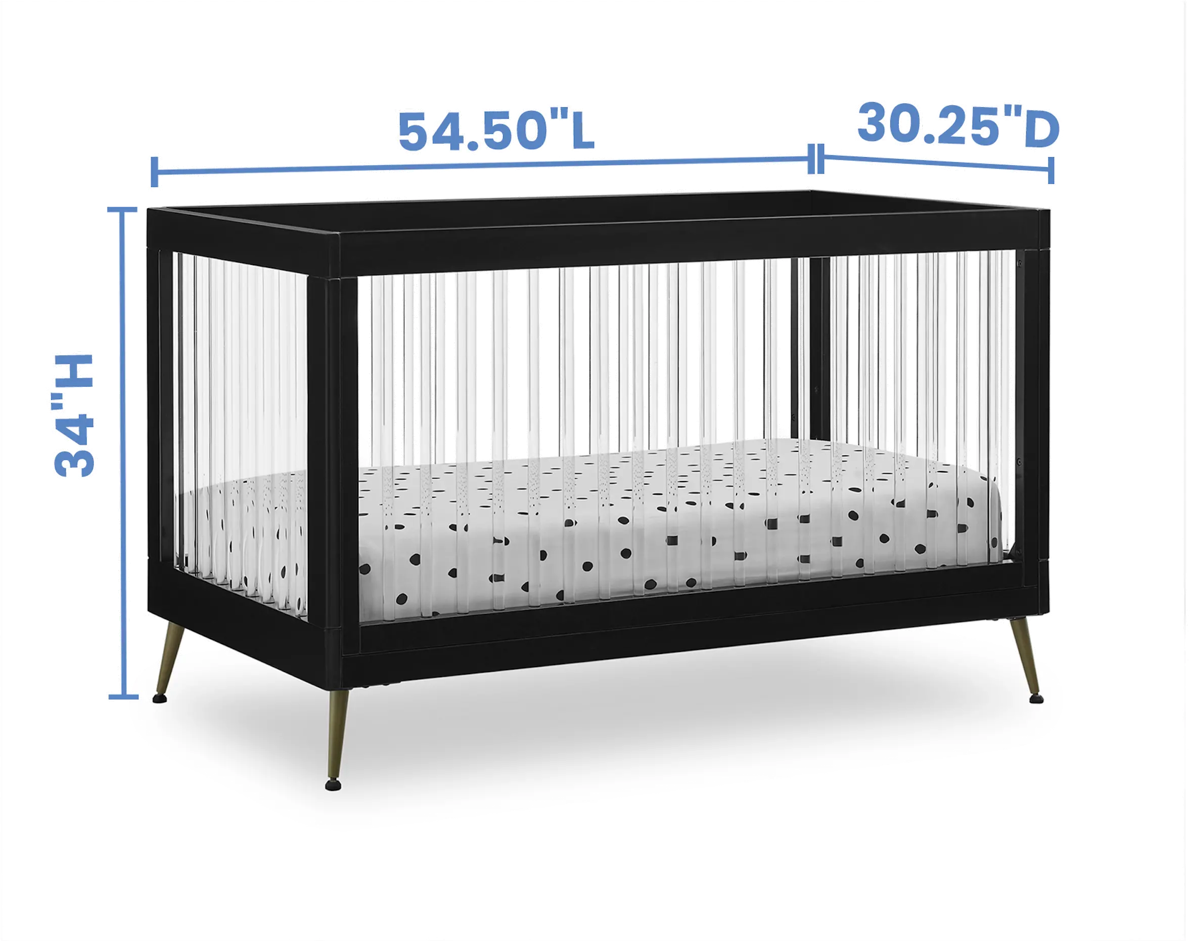 Sloane Black Acrylic 4-in-1 Convertible Crib