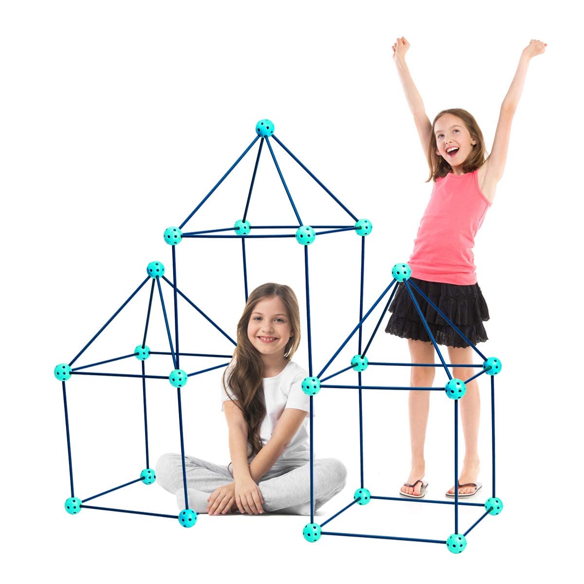 Construction Fort Kits for Kids, 81 Pieces Flexible Building Toys