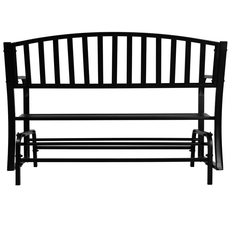 Ultimate Patio 50-Inch Black Steel Patio Glider Bench