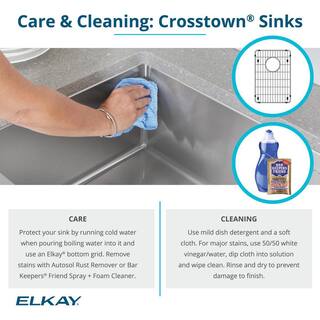 Elkay Crosstown 18-Gauge Stainless Steel 31.5 in Double Bowl Undermount Workstation Kitchen Sink with Aqua Divide and Faucet ECTRUA31169TFCW