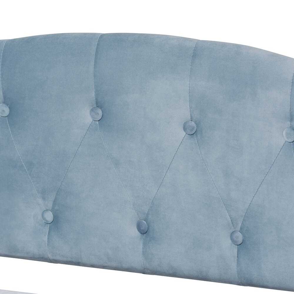 Benjamin Modern Contemporary Light Blue Velvet Upholstered Wood Daybed