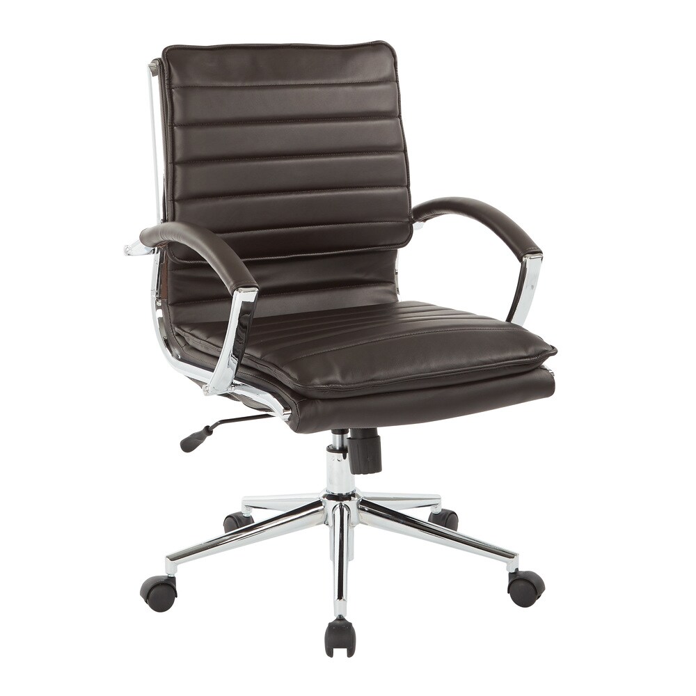 Faux Leather Chair/ Chrome Base Mid back Professional Managers Chair w/ Removable Sleeves