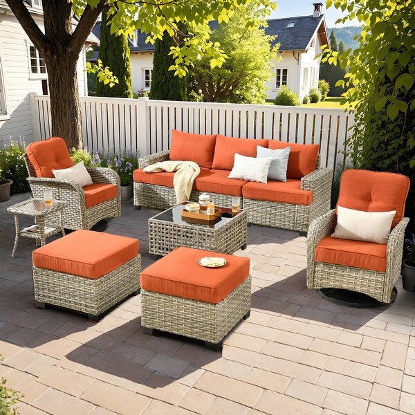 XIZZI 9piece Patio Outdoor Furniture Rattan Wicker Conversation Sofa Set