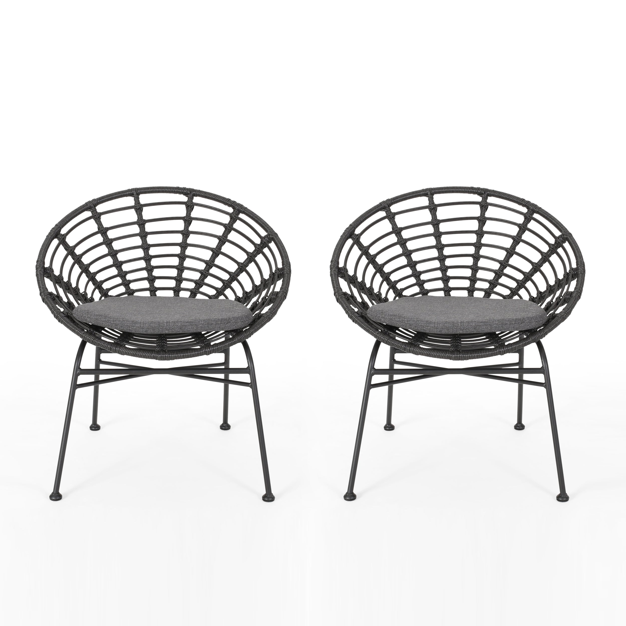 Keegan Outdoor Wicker Dining Chair with Cushion (Set of 2)