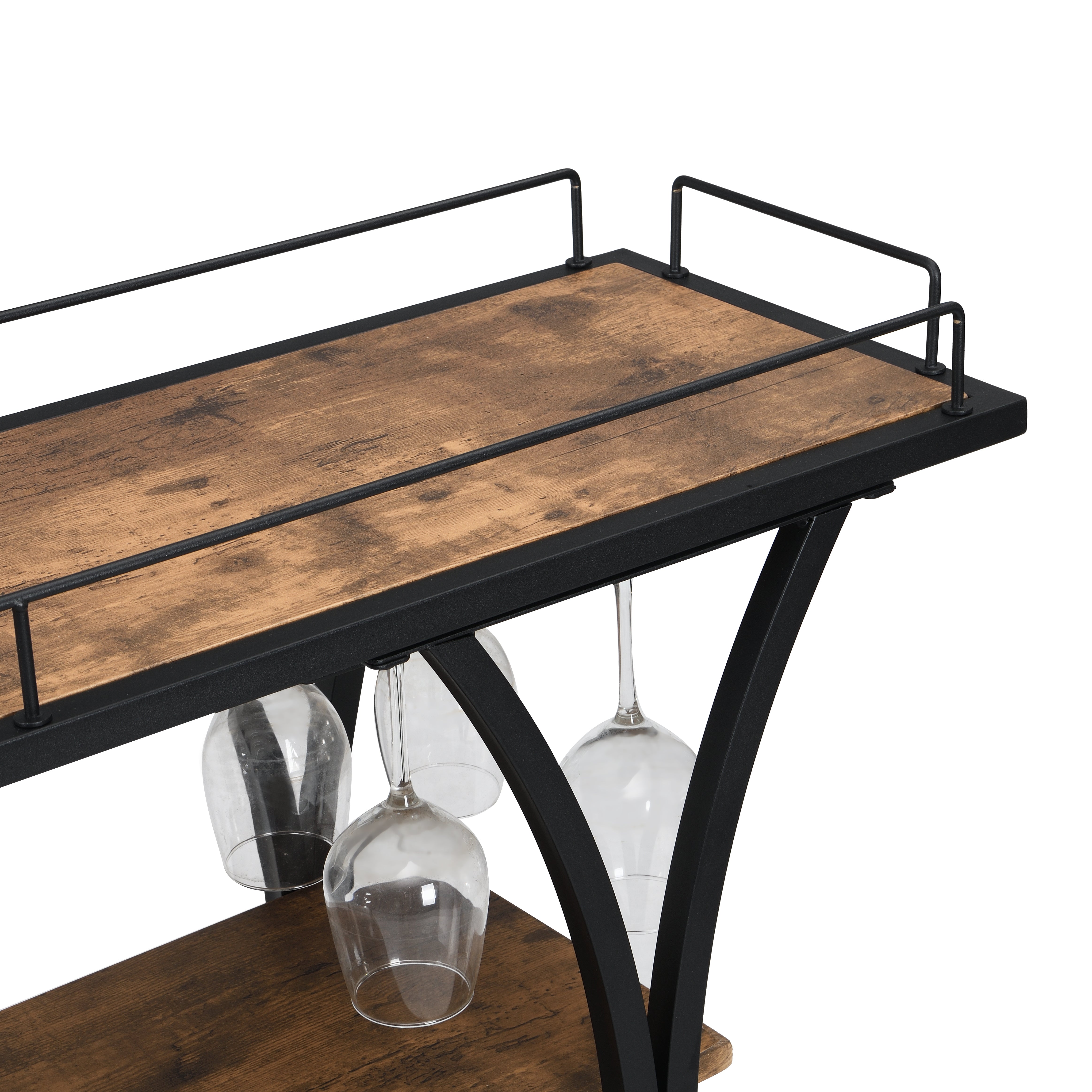 Industrial Rolling Bar Cart Home Kitchen Bar Cart and Dining Cart on Wheels 3 Tier Storage Shelf