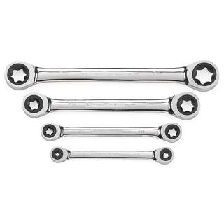 GEARWRENCH 72-Tooth 6-Point E-Torx Ratcheting Double Box-End Wrench Set (4-Piece) 9224D