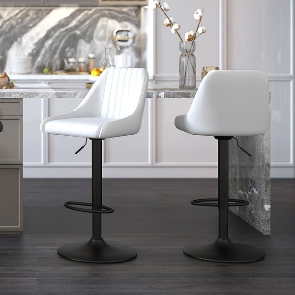 Set of 2 Modern Fabric and Metal Adjustable Air-Lift Stool with Swivel