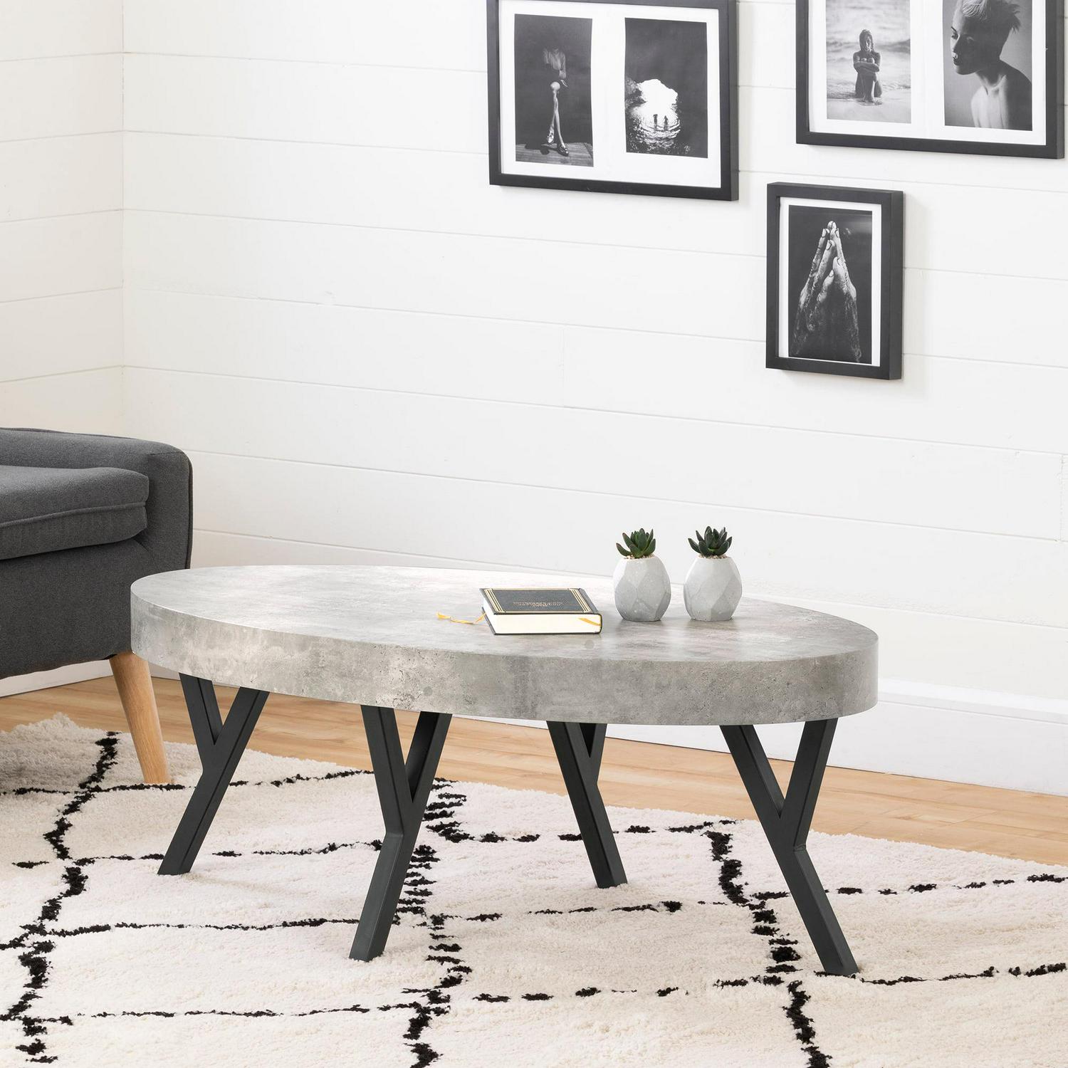 South Shore City Life Coffee Table Concrete Gray and Black  Crowdfused