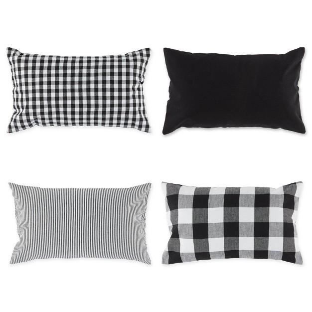 4pk Assorted Throw Pillow Covers Black white Design Imports