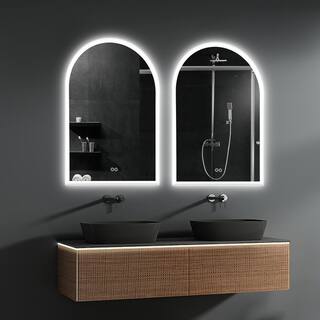 NEUTYPE 30 in. W x 39 in. H Arched Frameless LED Light Wall Anti-Fog Bathroom Vanity Mirror DJLED-MR03053