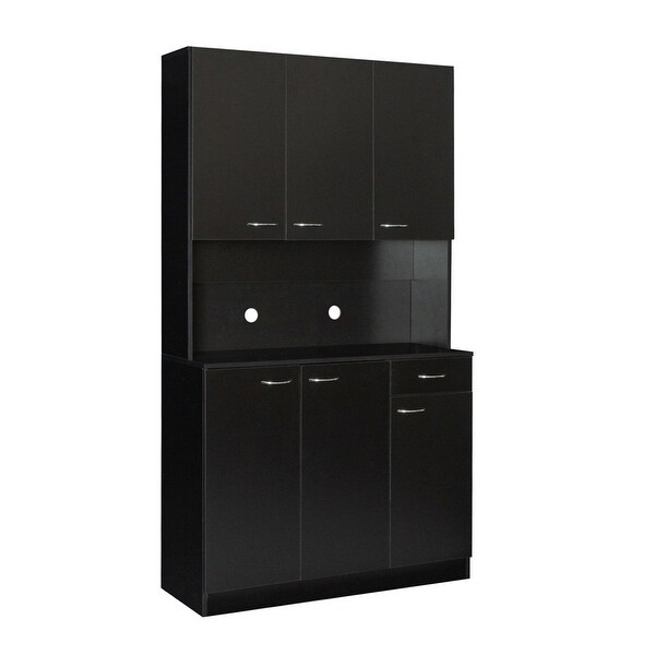 Wood Open Wardrobe with 1 Drawers， Large Storage Space - - 37938212