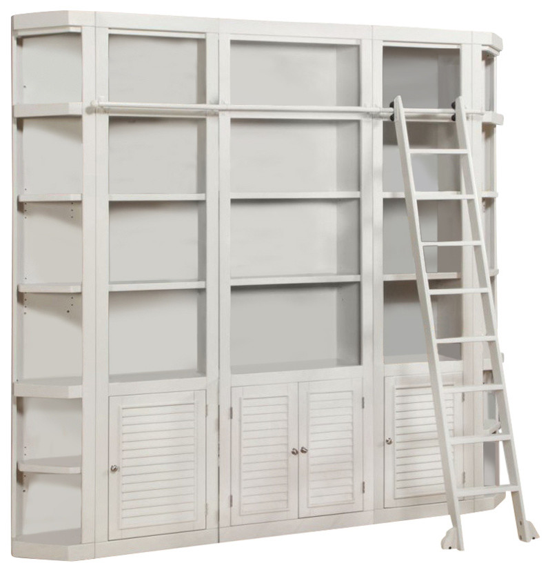 Emma Mason Signature Havant 5 Piece Bookcase Wall with Ladder in Cottage White   Beach Style   Bookcases   by Emma Mason  Houzz