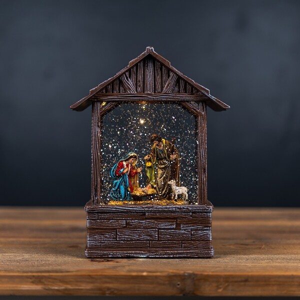 Snow Globe Holy Family 8.25H Plastic