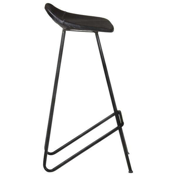 vidaXL Bar Stools 2 pcs Black Real Leather