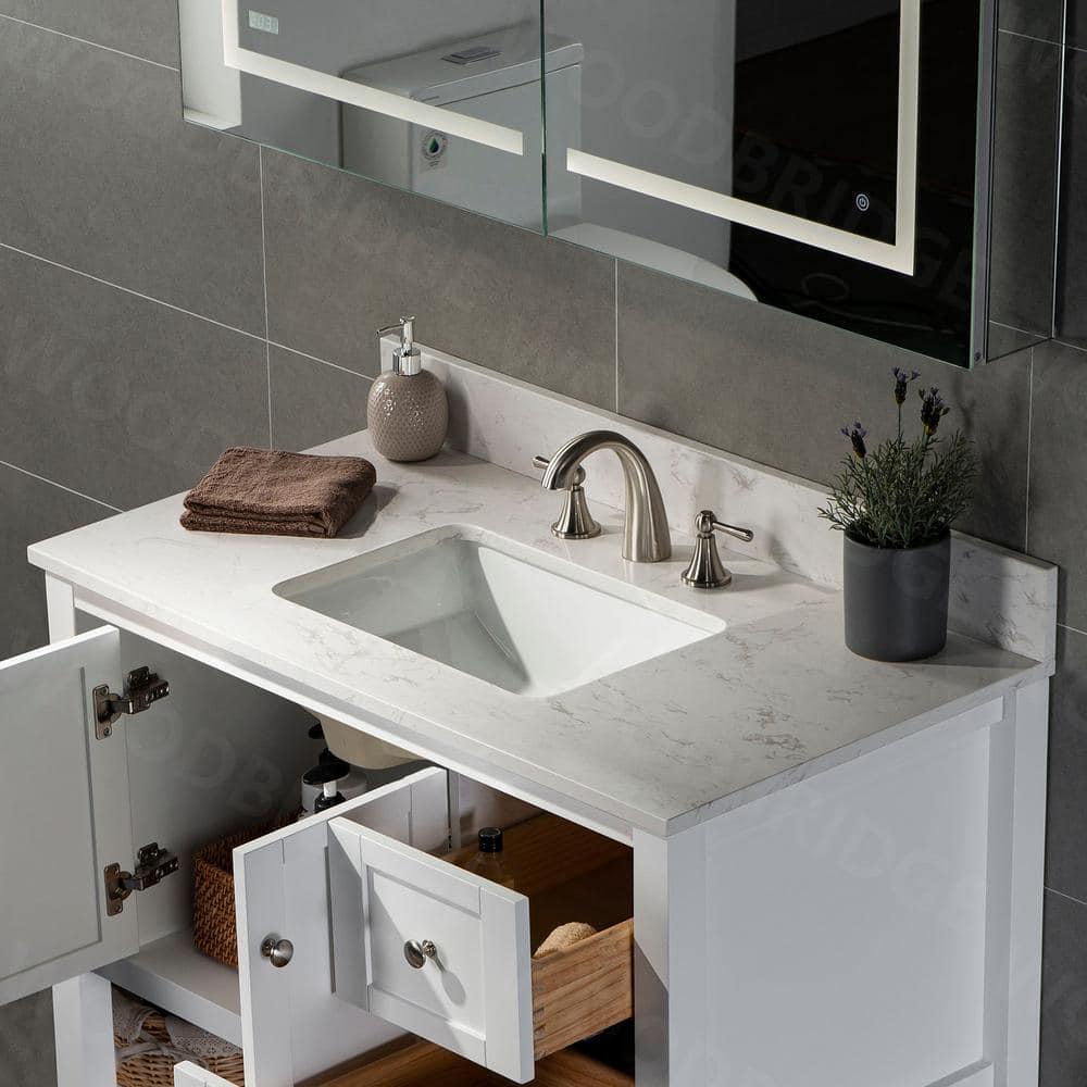 WOODBRIDGE 37 in W x 22 in D Engineered Stone Vanity Top in Carrara White with White Single Sink