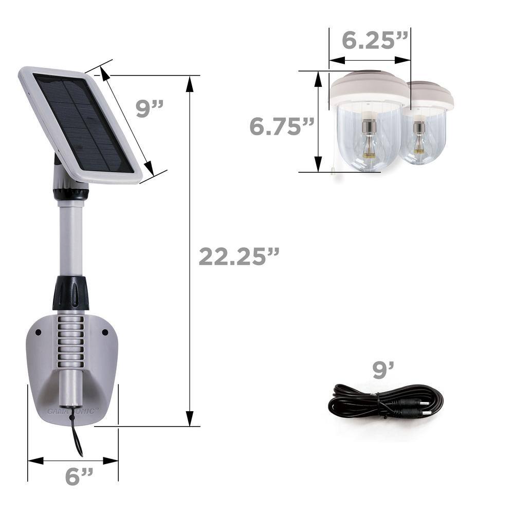 GAMA SONIC Light My Shed IV Solar Shed Light 67-Watt Equivalent 2-Light Integrated LED White Solar Area Light 6000K 16B02