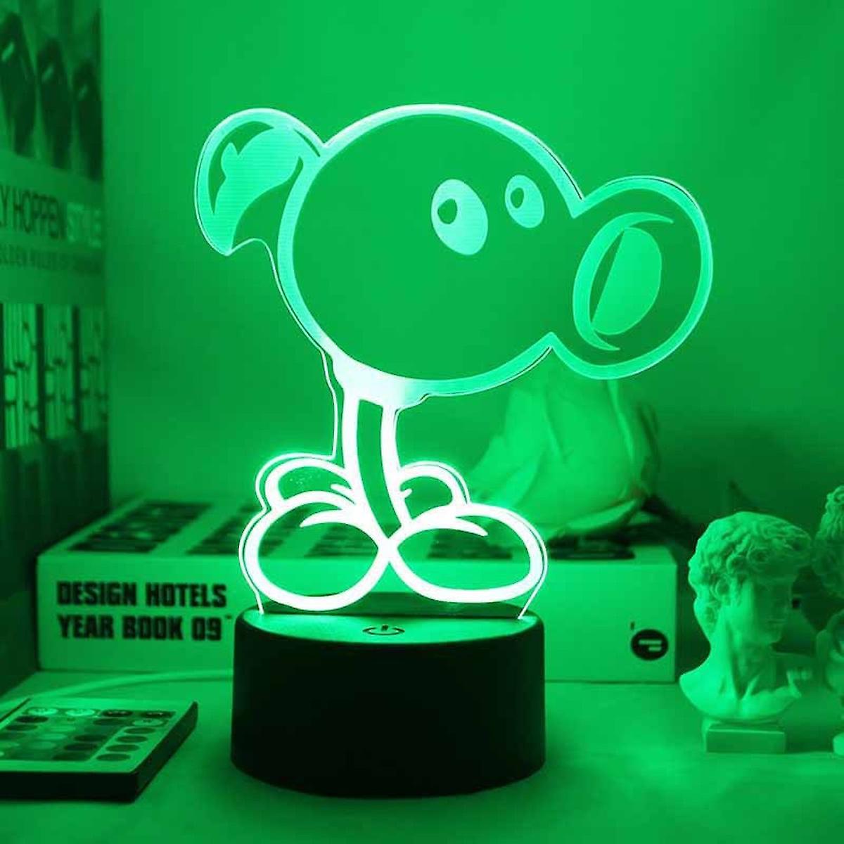 Plants Zombies Peashooter Illusion Lamp 3d Night Light With 16 Color Change Remote Control，room Dcor