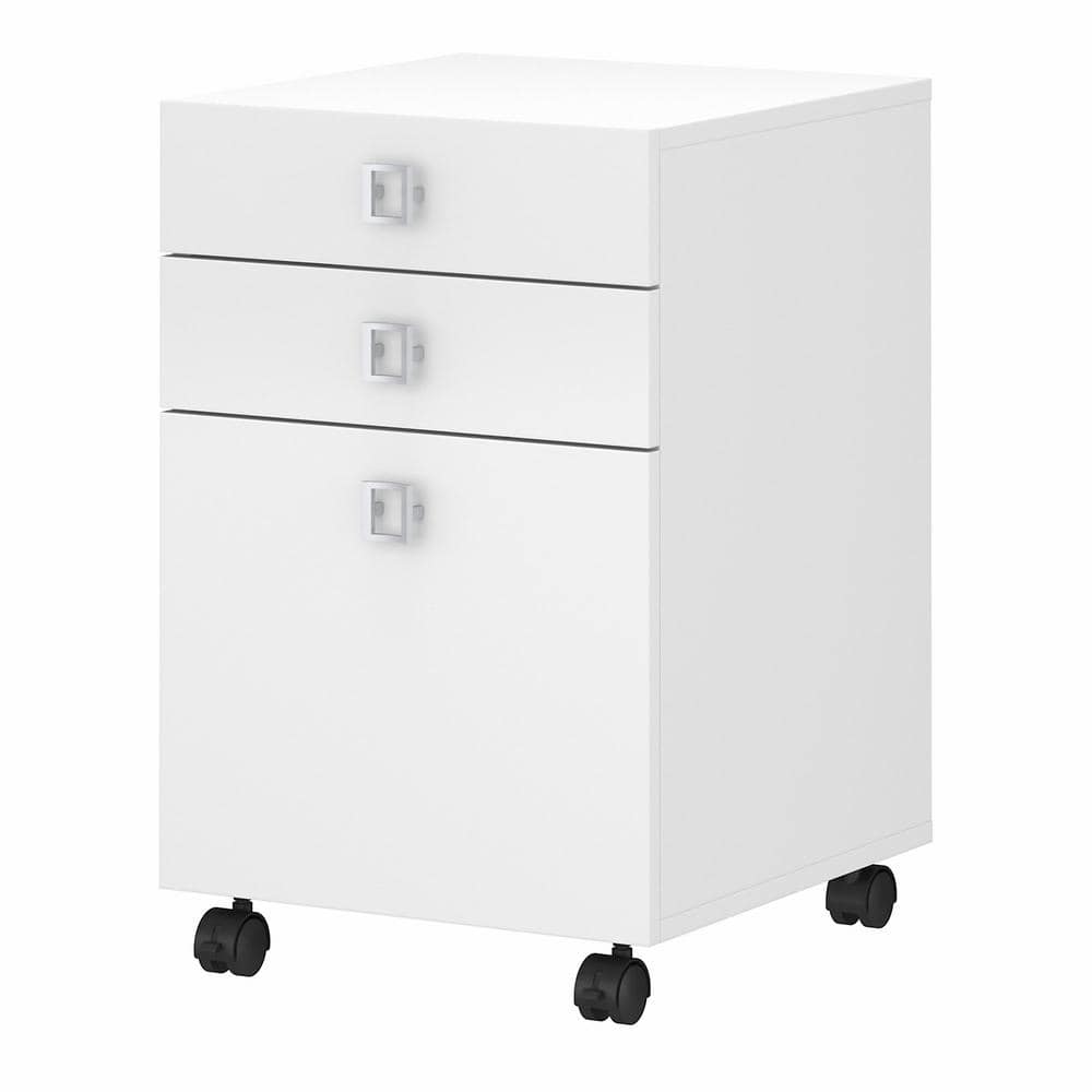 kathy ireland Echo Pure White 3-Drawer Mobile File Cabinet KI60101-03