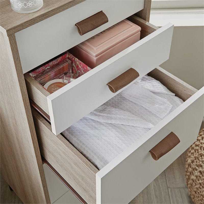 Sauder Anda Norr Lingerie Dresser of Drawers in Sky Oak, Sky Oak Finish