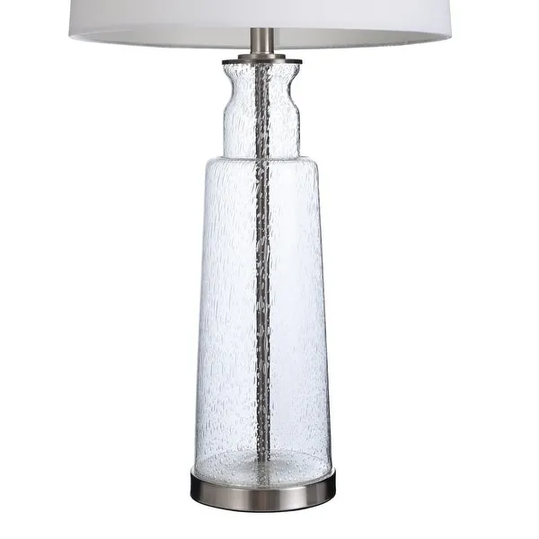 StyleCraft Clear Seeded With Brass Steel Table Lamp - White Hardback Fabric Shade