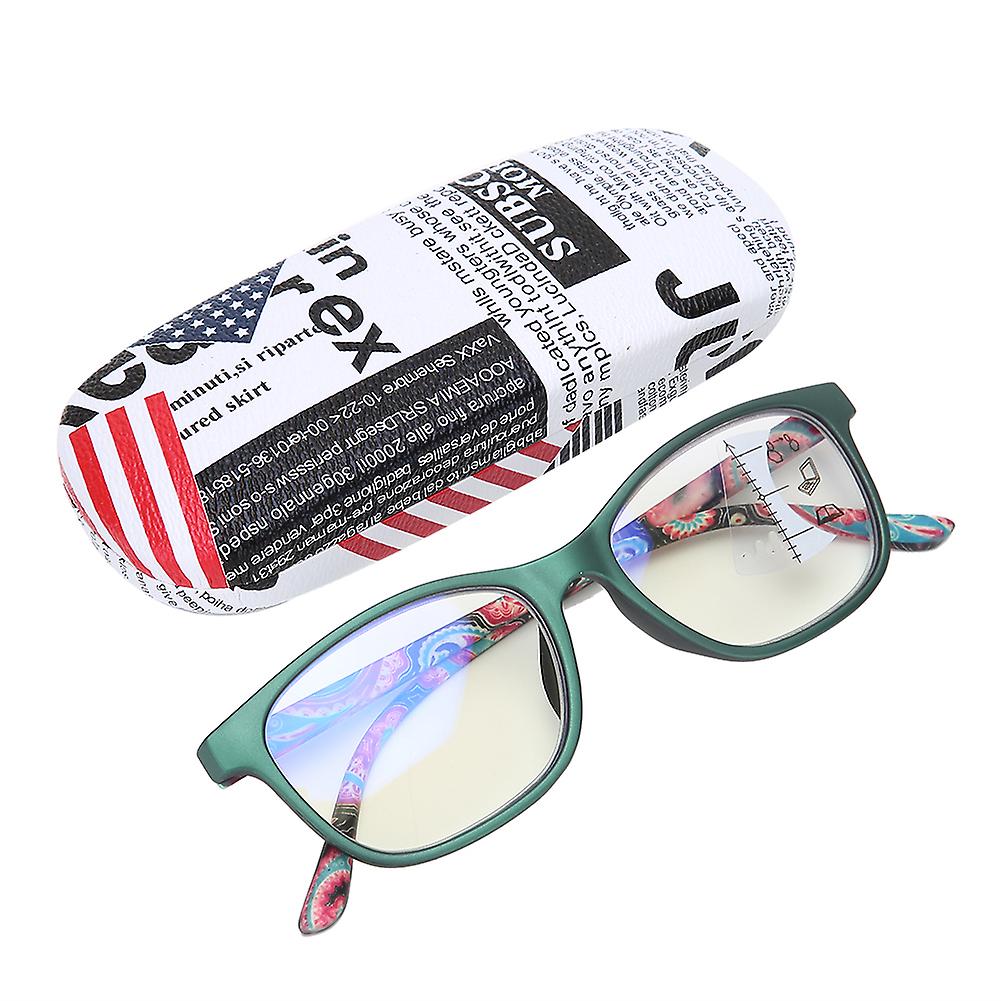 Visual Fatigue Relief Multifocal Reading Glasses Anti Blue Rays Presbyopic Glasses(+100 Green)