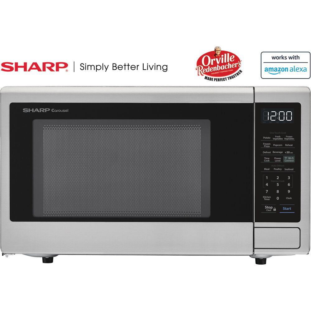 Sharp SMC1139FS 1.1 CF Smart Countertop Microwave Oven, Orville Redenbacher's Certified Steel