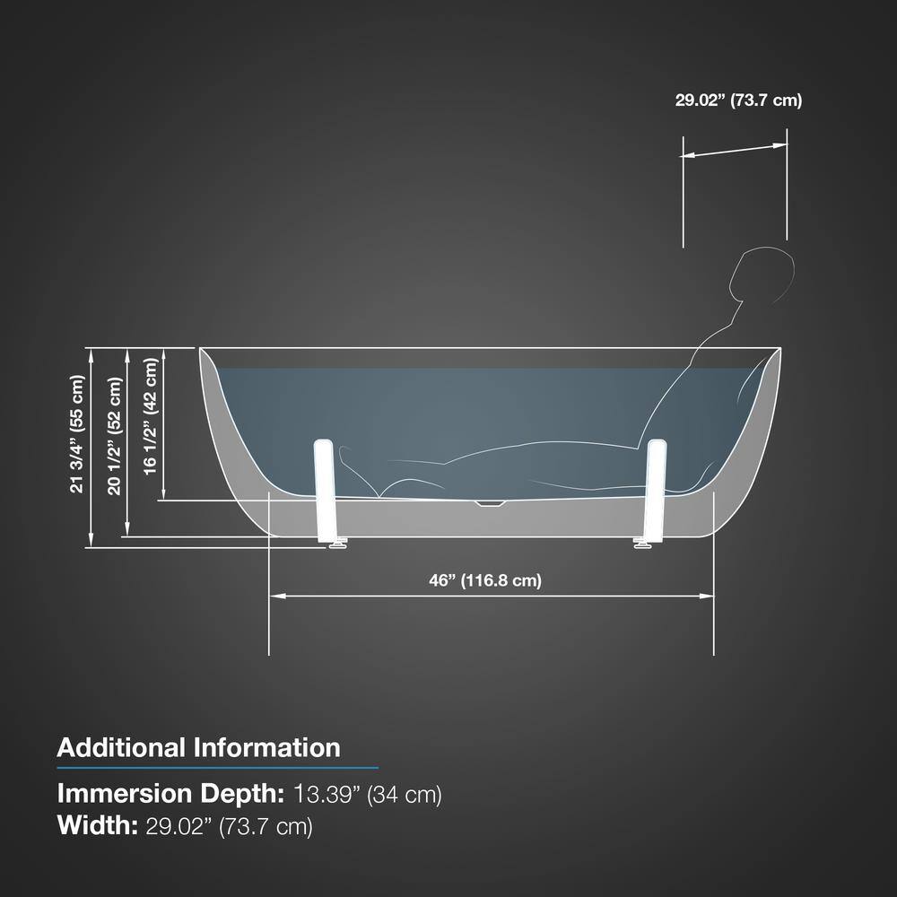 OVE Decors Sayuri 63 in. Acrylic Freestanding Flatbottom Bathtub in White with Overflow and Drain in Black Included TU-GIAN63-BLKMO