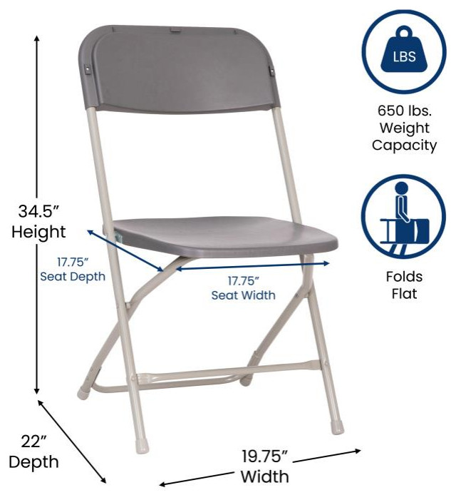 Hercules Big  ampTall Commercial Folding Chair/Extra Wide 650LB. Capacity 4 Pack   Transitional   Folding Chairs And Stools   by Pot Racks Plus  Houzz