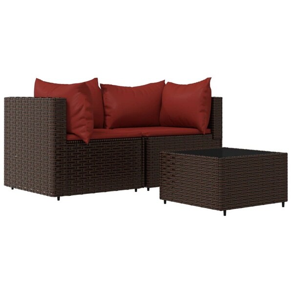 vidaXL Patio Lounge Set with Cushions Brown/Black/Gray Poly Rattan