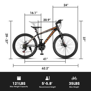 24 in. Mountain Bike Shimano 21 Speed Mountain Bicycle with Mechanical Disc Brakes in Black FY-W110680675