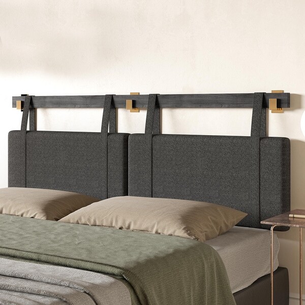 BELLEZE Wall Mounted Linen Headboard for King Size Bed w/ J Hooks - - 37911705