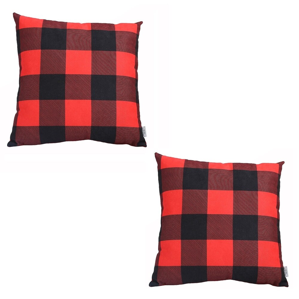 Christmas Plaid Square Printed Throw Pillow Covers (Set of 2)