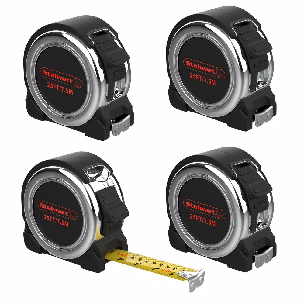 Stalwart 25 ft. Retractable Tape Measure (4-Pack) and#8211; XDC Depot