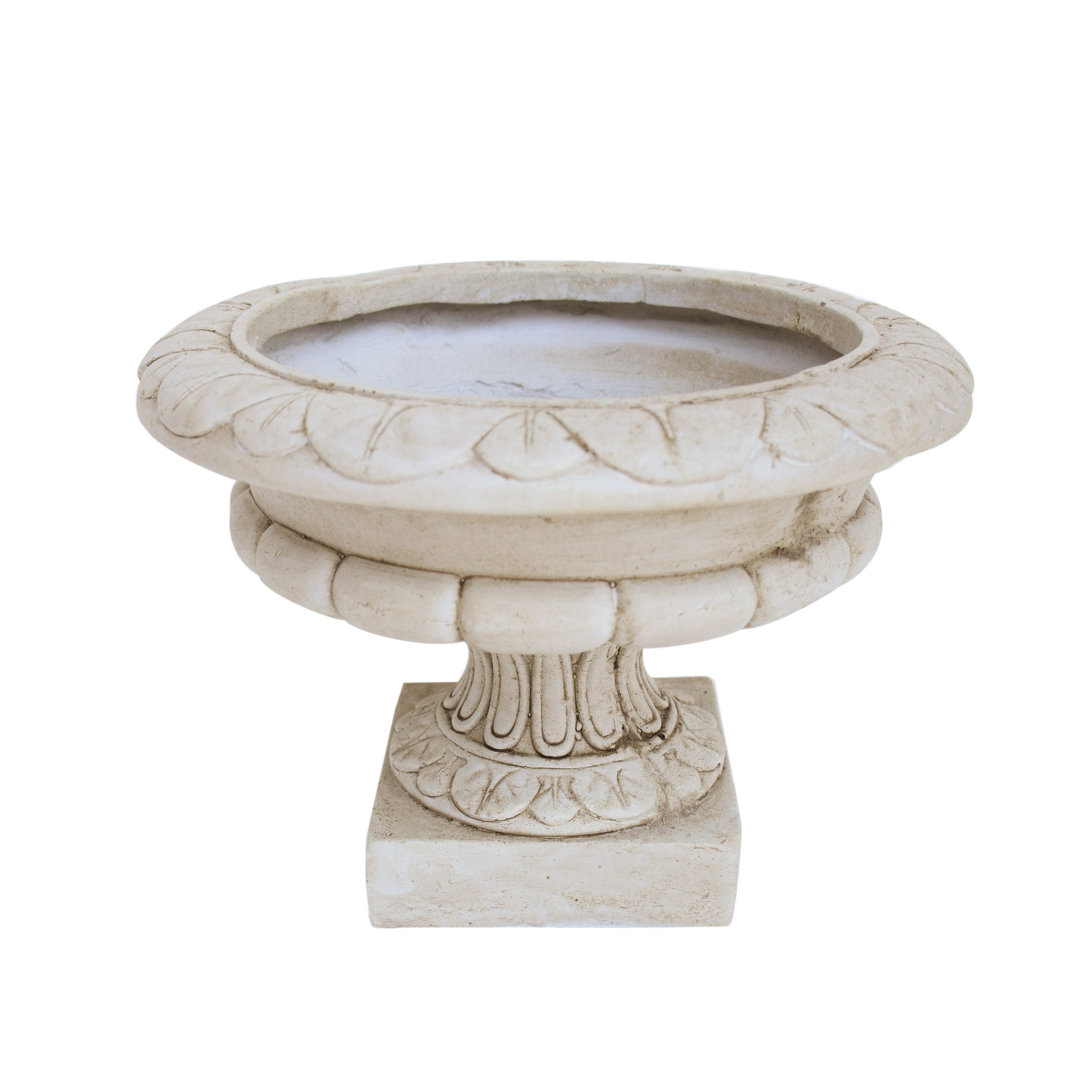 Darrel Chalice Garden Urn Planter, Roman, Botanical, Lightweight Concrete