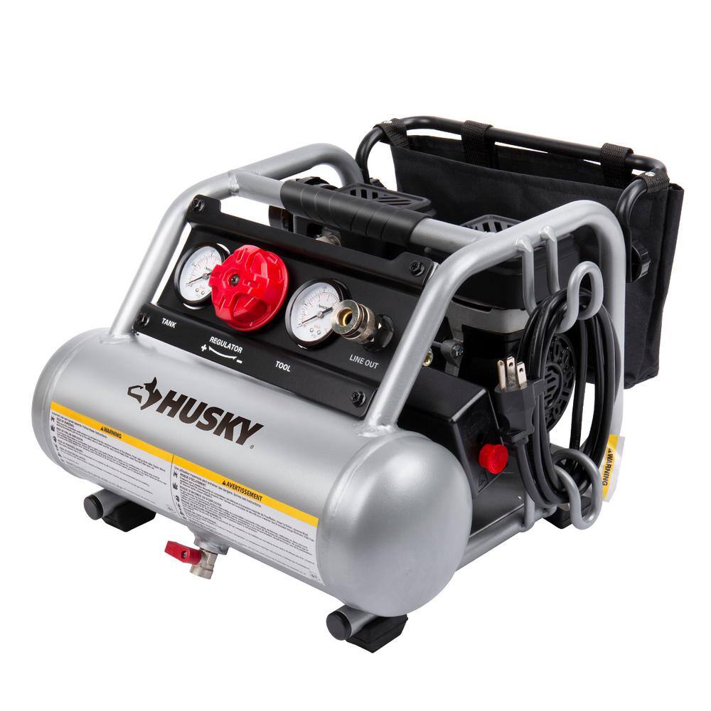 Husky 1 Gal. Portable Electric-Powered Silent Air Compressor 3300113