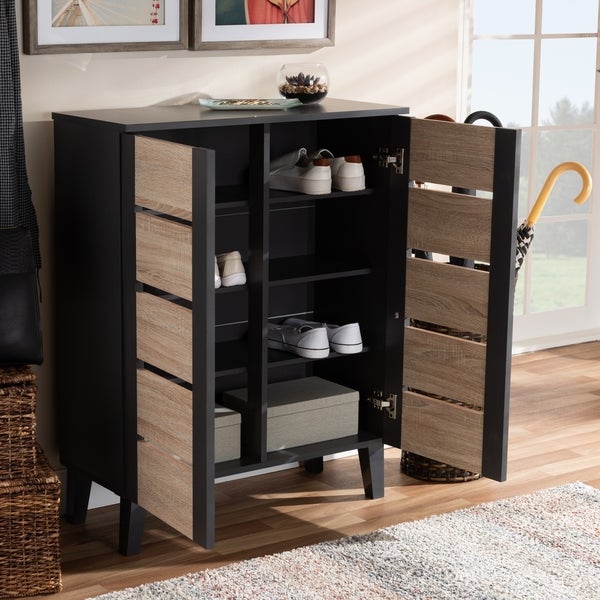 Modern and Contemporary Two-Tone 2-Door Shoe Storage Cabinet - - 27147072