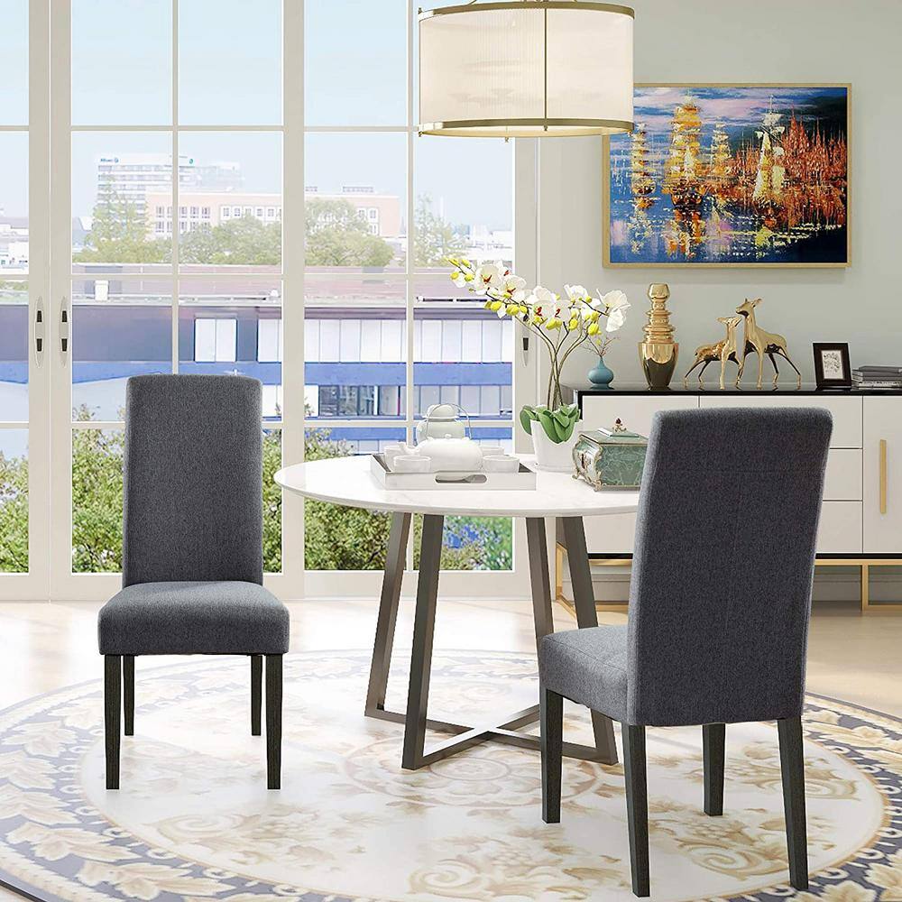 Home Beyond Savona Grey Upholstery Contemporary Dining Accent Chair Set of 2 UC-6G