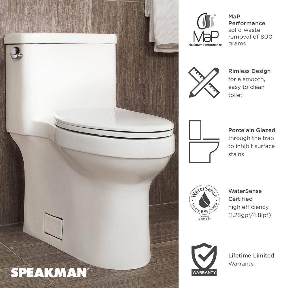 Speakman Glenwynn 12 in. Skirted 1-Piece 1.28 4.8 GPF Single Flush Elongated Toilet in White Seat Included T-5001-E