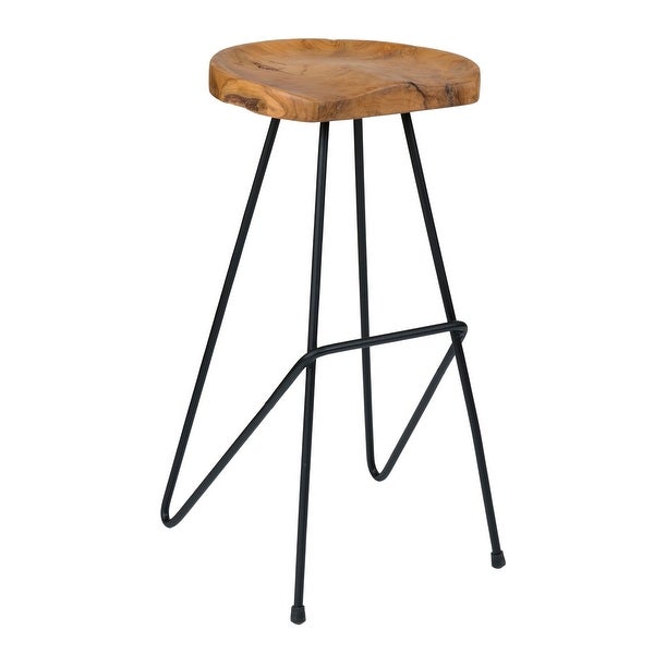 East at Main Natural Wood and Iron Backless Bar Stools (Set of 2)