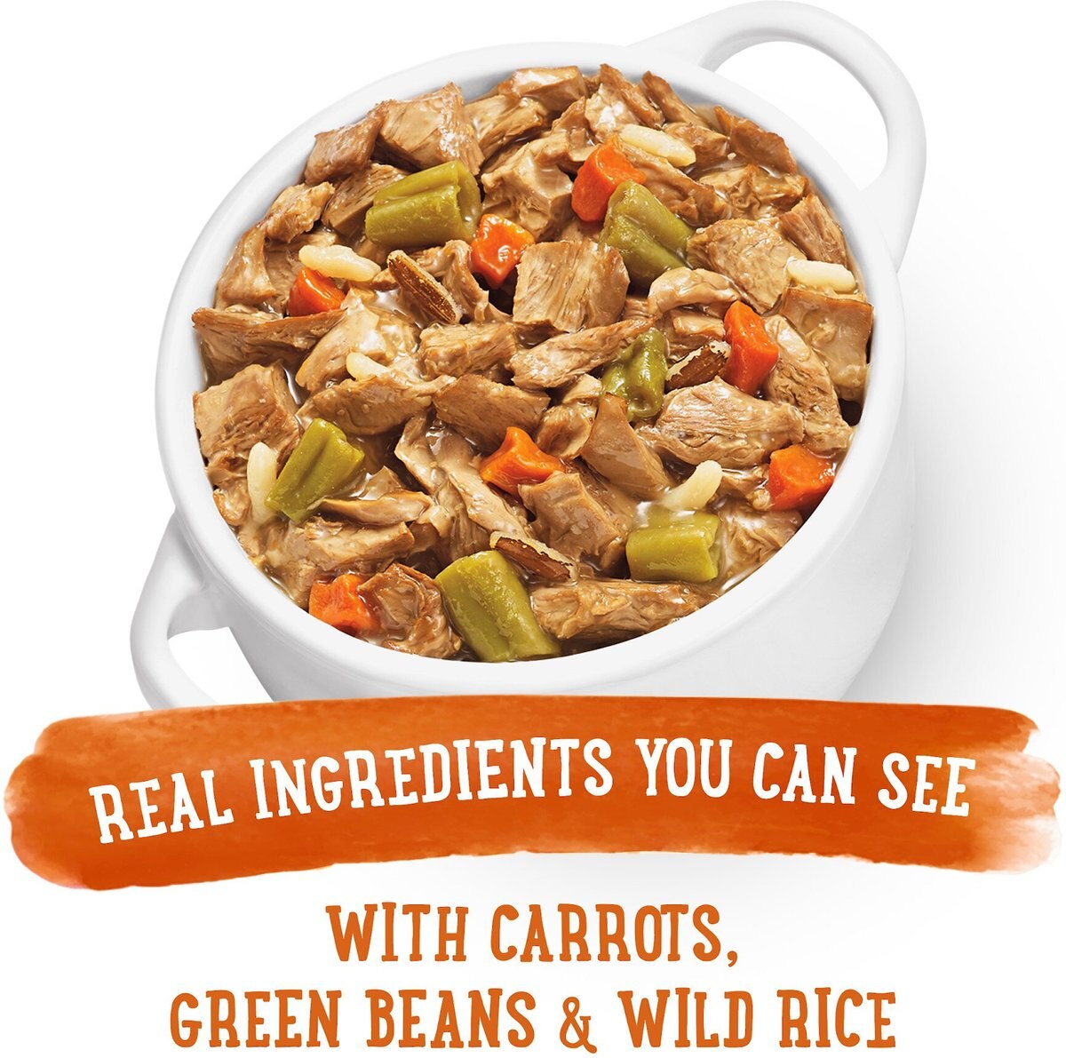 Purina Beneful Prepared Meals Simmered Chicken Medley with Green Beans， Carrots and Wild Rice Wet Dog Food